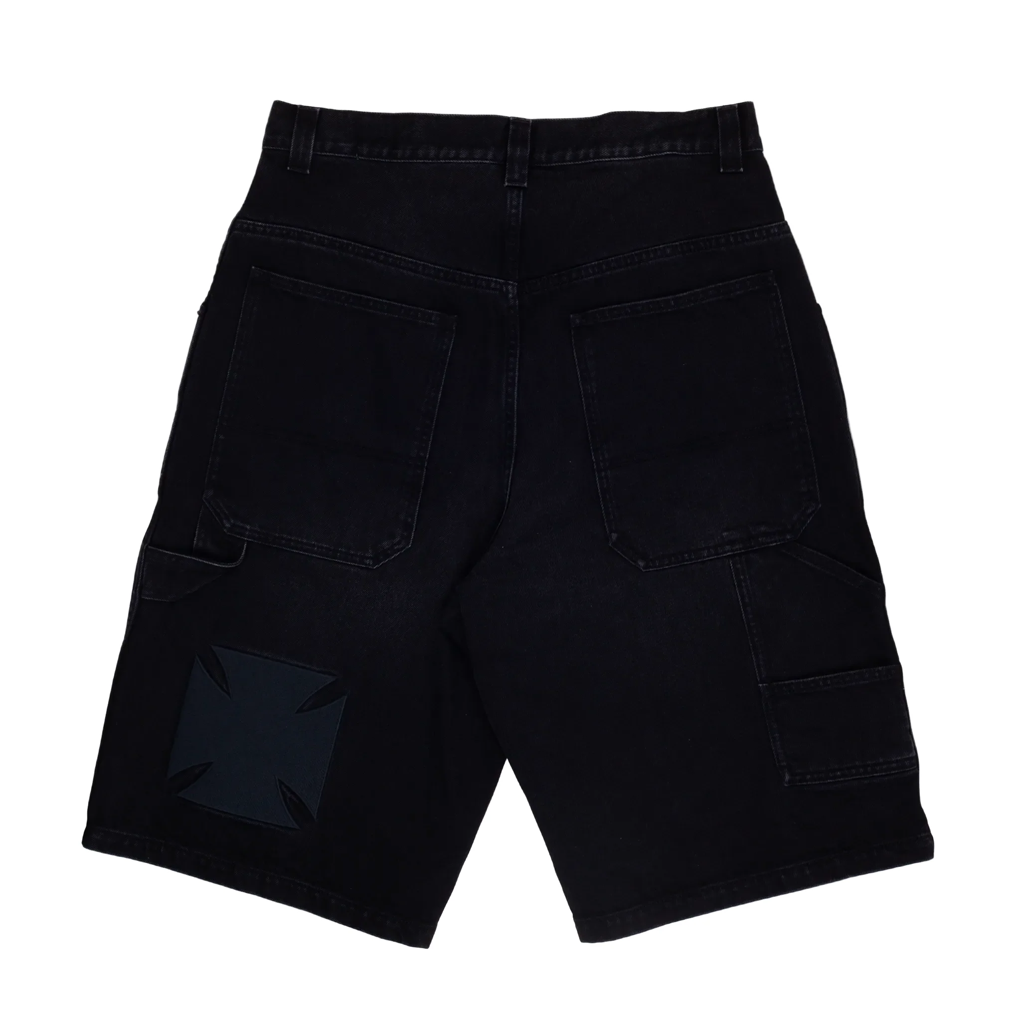 Applique Biker Cross Hip-Hop Denim Shorts - Image 2