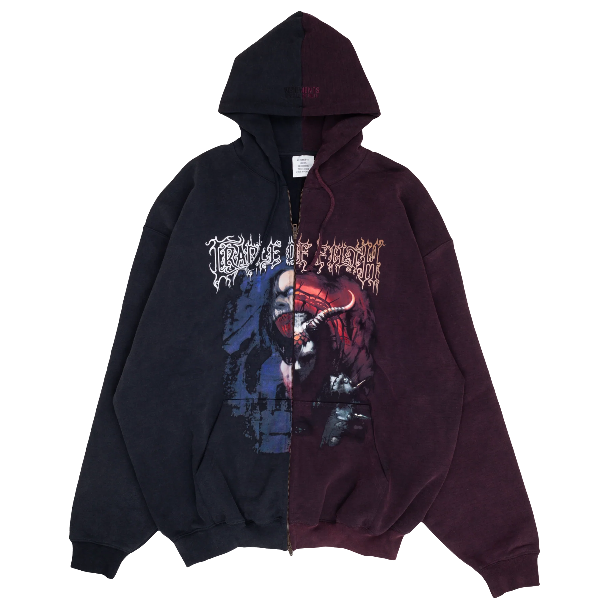 Cult of Filth Cut-Up Oversized Zip Up Hoodie