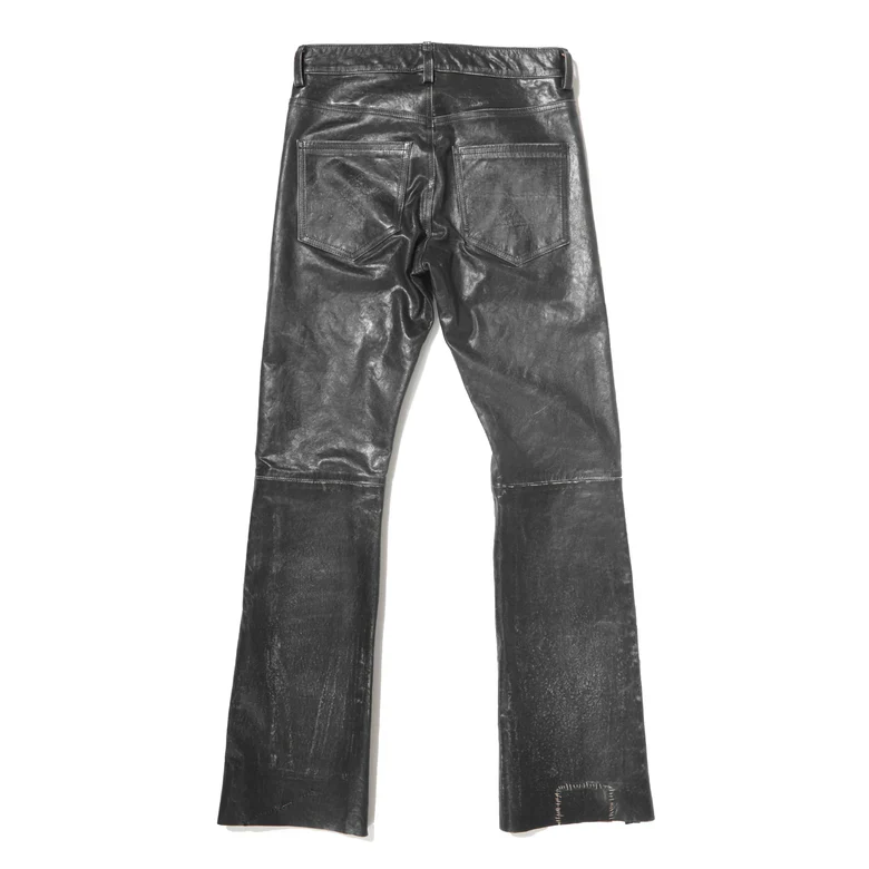 Crust Repaired Leather Flare Jeans - Image 2