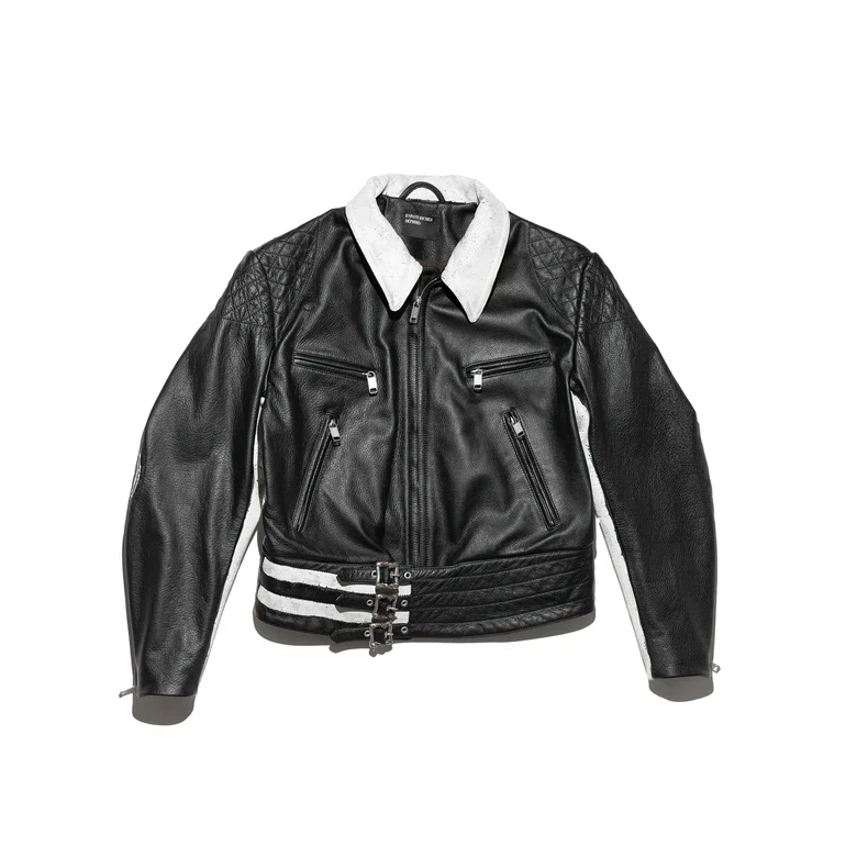 Dog in Restraint Leather Jacket