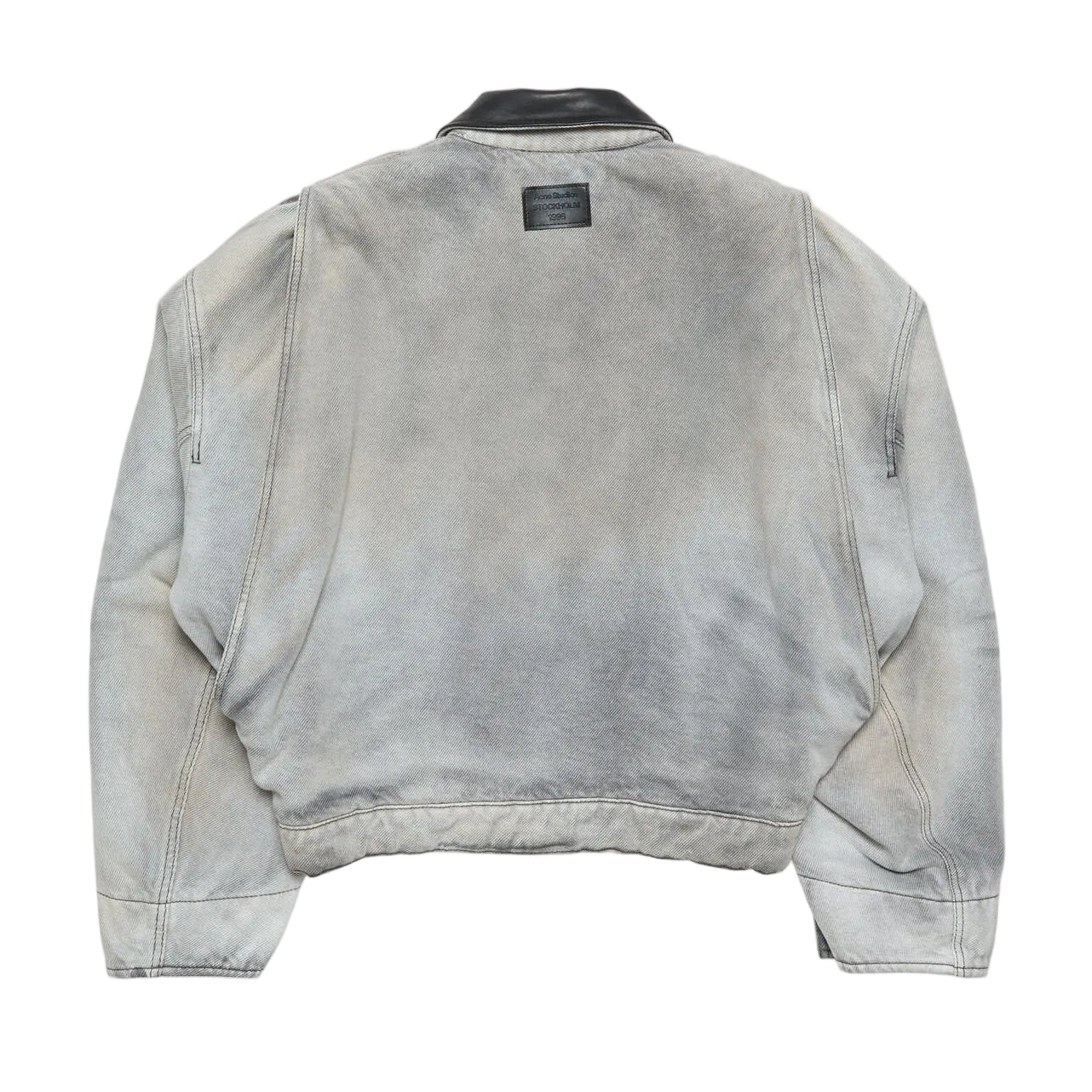 Faded Denim Bomber Jacket - Image 2