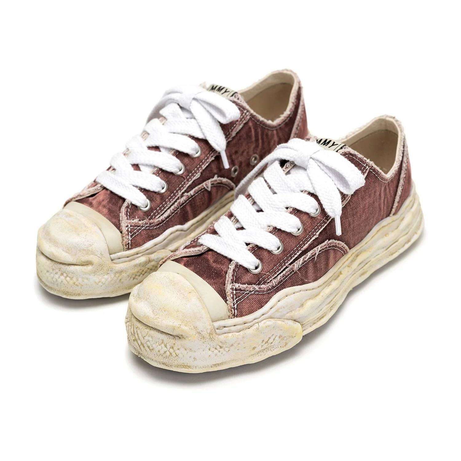 "HANK" OG Sole Bleach-Wash Denim Canvas Low-top Sneaker - Image 4