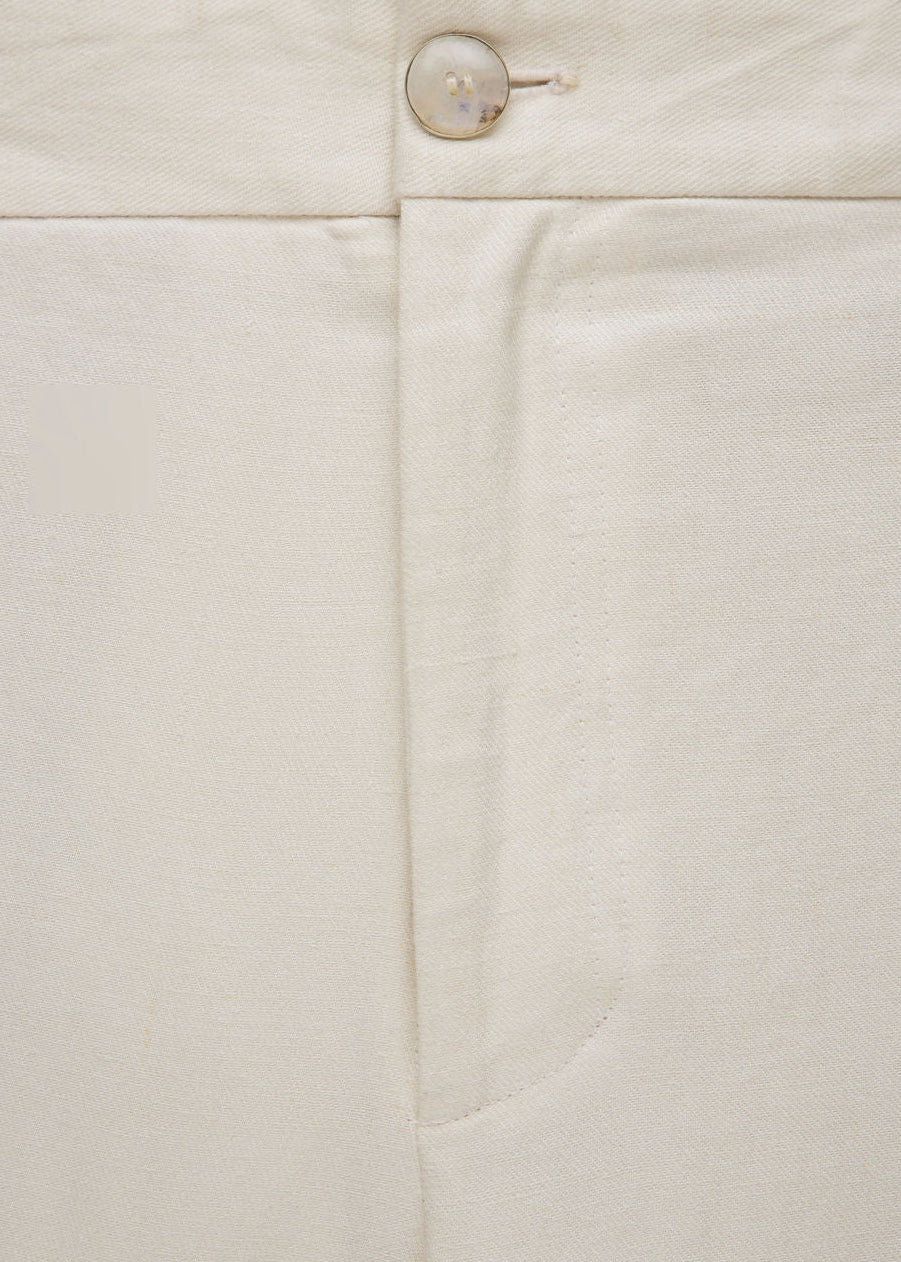 Ivory Solid Linen Pant - Image 2