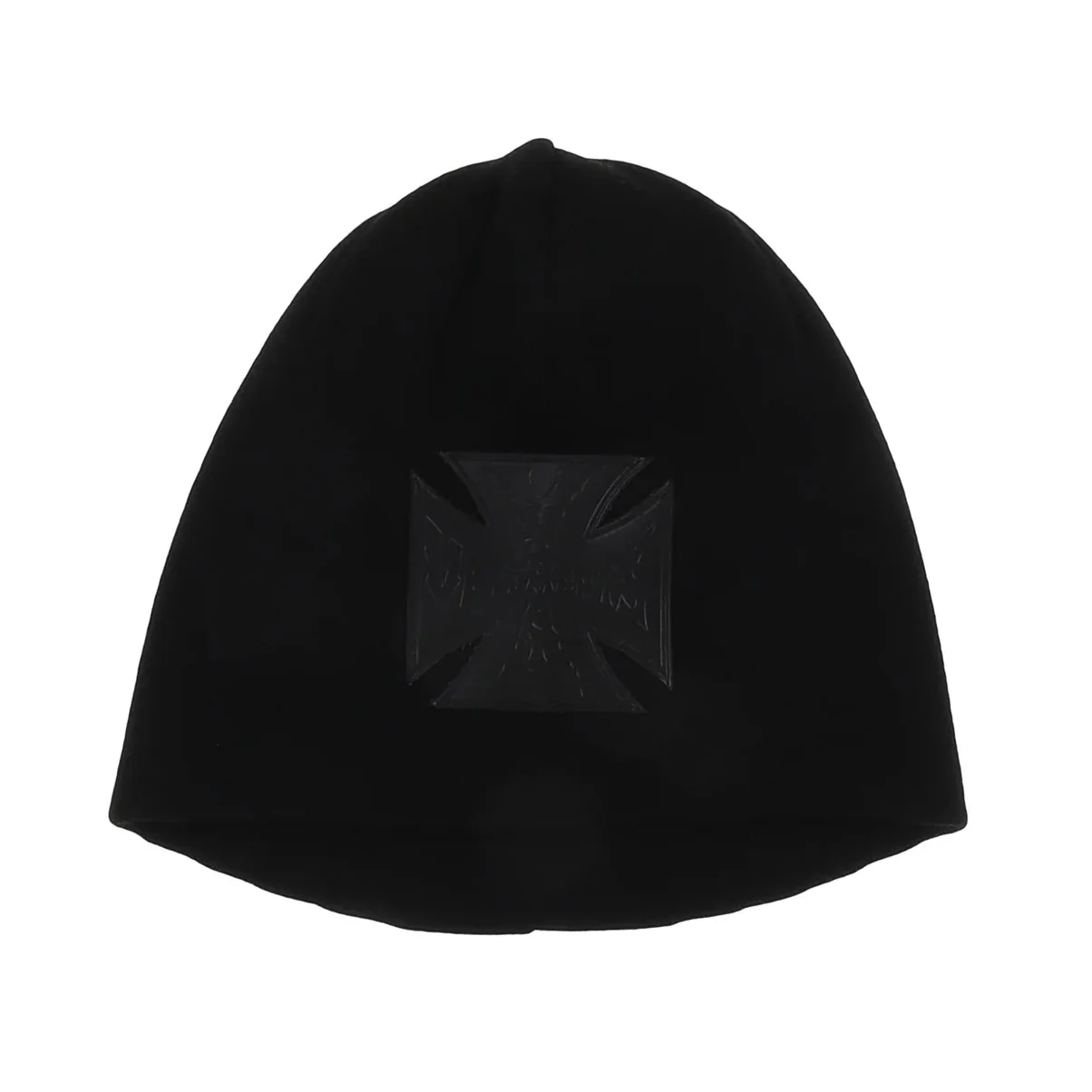 Leather Biker Cross Logo Beanie